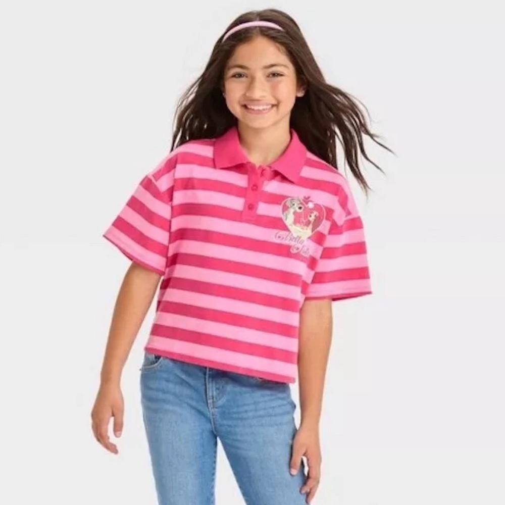 Disney Lady and The Tramp Cropped Printed‎ Polo NWT